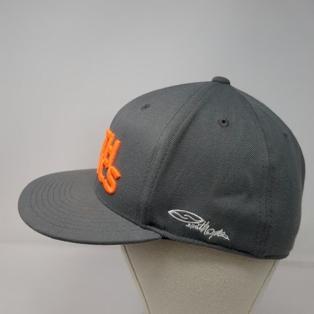 Smith Optics Baseball Cap Gray Orange 7 1/4 Flat Brim 3D Embroidery Fitted Hat - Picture 3 of 9